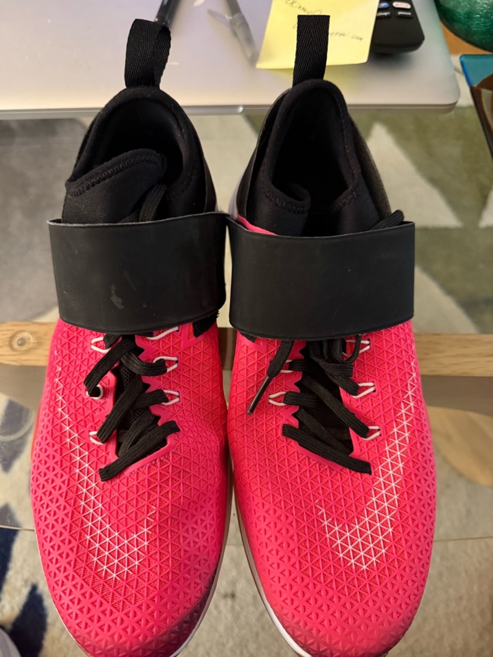 Nike Zoom | Bold Pink Athletic Sneakers with Black Velcro Strap
